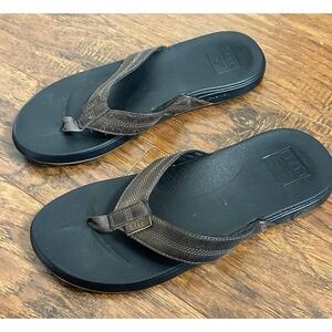 Reef Cushion Phantom LE Flip Flops Men's 12 Brown Leather Upper Sandal